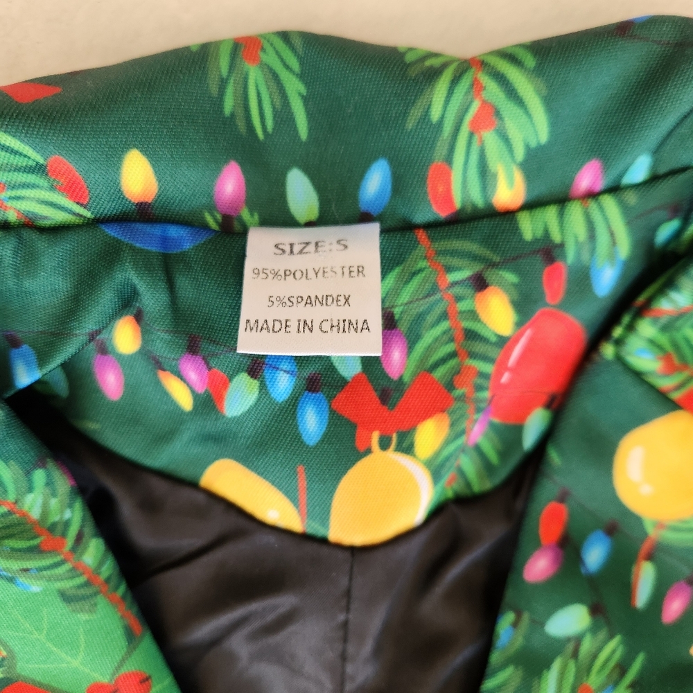 Christmas Suit Jacket And Pants Boys Sz Small‎ Tree Bells Lights - Picture 2 of 7